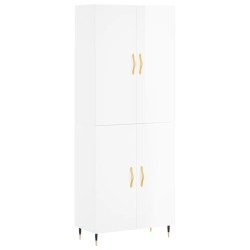 Highboard Hochglanz-Weiß 69,5x34x180 cm Holzwerkstoff