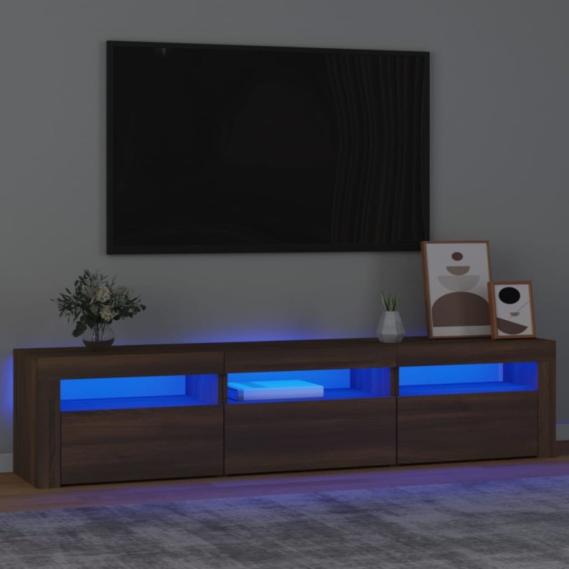 vidaXL TV-Schrank mit LED-Leuchten Braun Eichen-Optik 180x35x40 cm vidaXL TV-Schrank mit LED-Leuchten Braun Eichen-Optik 180x35x40 cm