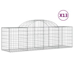 vidaXL Gabionen mit Hochbogen 13 Stk. 200x50x60/80 cm Verzinktes Eisen