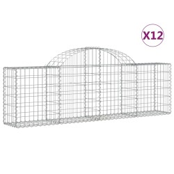 vidaXL Gabionen mit Hochbogen 12 Stk. 200x30x60/80 cm Verzinktes Eisen