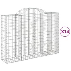 vidaXL Gabionen mit Hochbogen 14Stk. 200x50x140/160cm Verzinktes Eisen