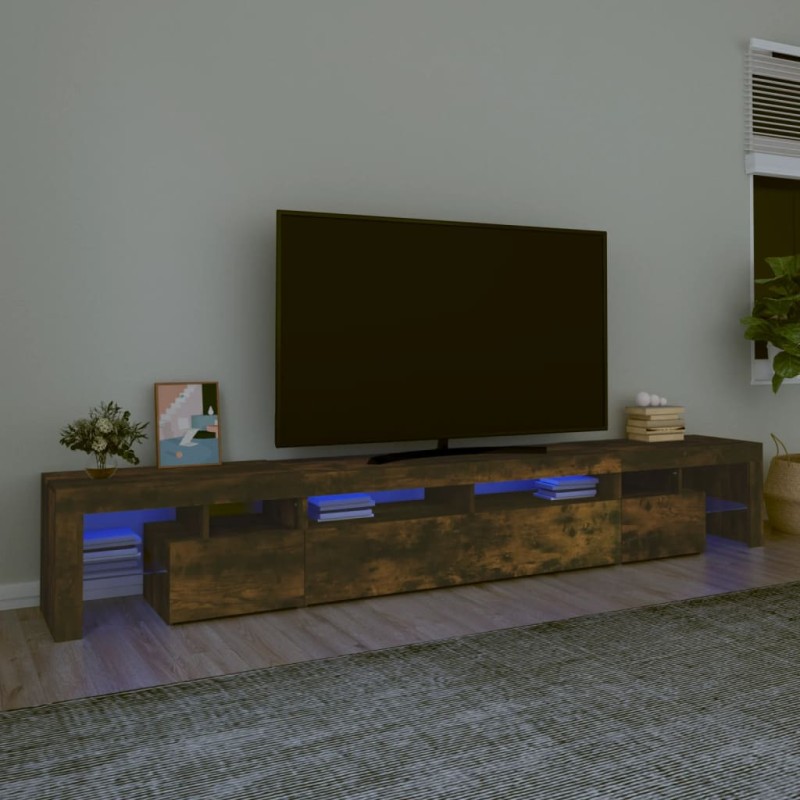 vidaXL TV-Schrank mit LED-Leuchten Räuchereiche 260x36,5x40 cm vidaXL TV-Schrank mit LED-Leuchten Räuchereiche 260x36,5x40 cm