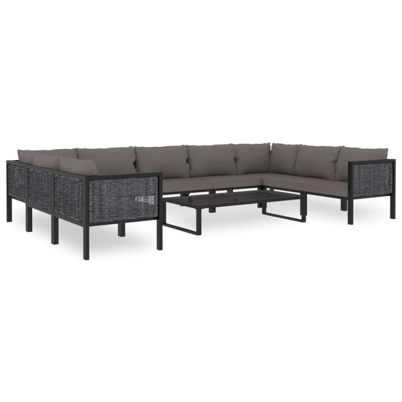 10-tlg. Garten-Lounge-Set mit Auflagen Poly Rattan Anthrazit 10-tlg. Garten-Lounge-Set mit Auflagen Poly Rattan Anthrazit
