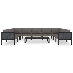 10-tlg. Garten-Lounge-Set mit Auflagen Poly Rattan Anthrazit