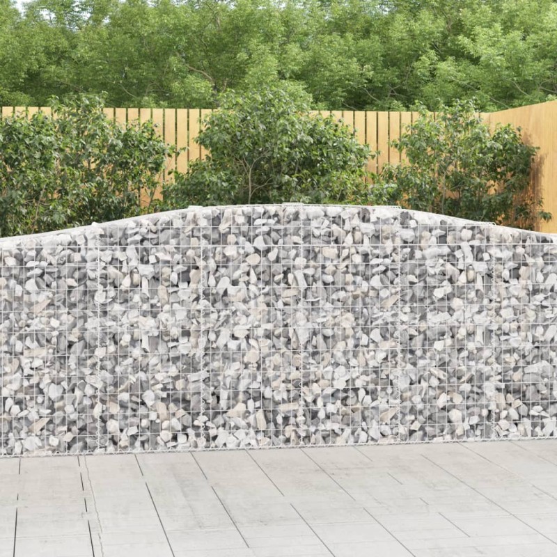 vidaXL Gabionen mit Hochbogen 9 Stk. 400x50x100/120cm Verzinktes Eisen vidaXL Gabionen mit Hochbogen 9 Stk. 400x50x100/120cm Verzinktes Eisen