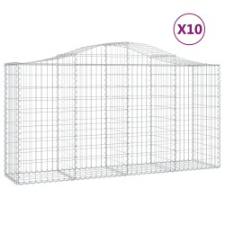vidaXL Gabionen mit Hochbogen 10 Stk 200x50x100/120cm Verzinktes Eisen