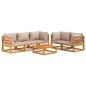 vidaXL 6-tlg. Garten-Lounge-Set mit Taupe Kissen Massivholz vidaXL 6-tlg. Garten-Lounge-Set mit Taupe Kissen Massivholz