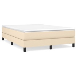 vidaXL Boxspringbett mit Matratze Creme 140x190 cm Stoff