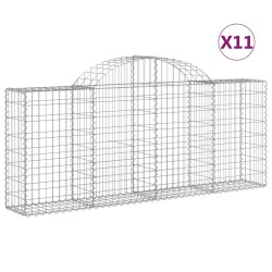 vidaXL Gabionen mit Hochbogen 11 Stk. 200x30x80/100cm Verzinktes Eisen