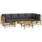 vidaXL 7-tlg. Garten-Lounge-Set mit Dunkelgrauen Kissen Bambus vidaXL 7-tlg. Garten-Lounge-Set mit Dunkelgrauen Kissen Bambus