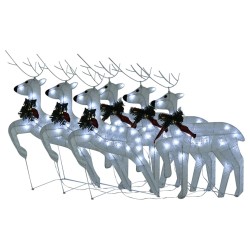 vidaXL LED-Rentiere 6 Stk. Weiß 120 LEDs