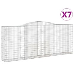 vidaXL Gabionen mit Hochbogen 7 Stk. 400x50x160/180cm Verzinktes Eisen