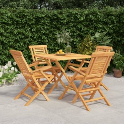 vidaXL 5-tlg. Garten-Essgruppe Massivholz Teak
