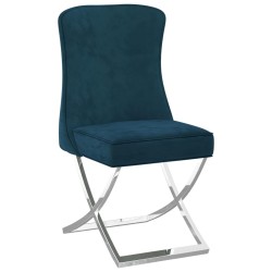 Esszimmerstuhl Blau 53x52x98 cm Samt & Edelstahl
