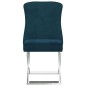 Esszimmerstuhl Blau 53x52x98 cm Samt & Edelstahl Esszimmerstuhl Blau 53x52x98 cm Samt & Edelstahl