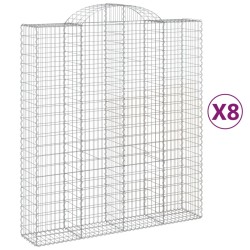 vidaXL Gabionen mit Hochbogen 8 Stk. 200x50x220/240cm Verzinktes Eisen