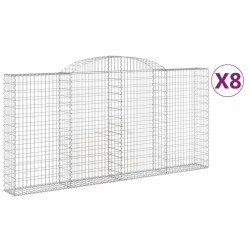 vidaXL Gabionen mit Hochbogen 8 Stk. 300x30x140/160cm Verzinktes Eisen