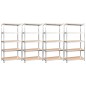 vidaXL Regale mit 5 Böden 4 Stk. Silbern Stahl & Holzwerkstoff vidaXL Regale mit 5 Böden 4 Stk. Silbern Stahl & Holzwerkstoff