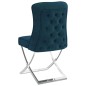 Esszimmerstuhl Blau 53x52x98 cm Samt & Edelstahl Esszimmerstuhl Blau 53x52x98 cm Samt & Edelstahl