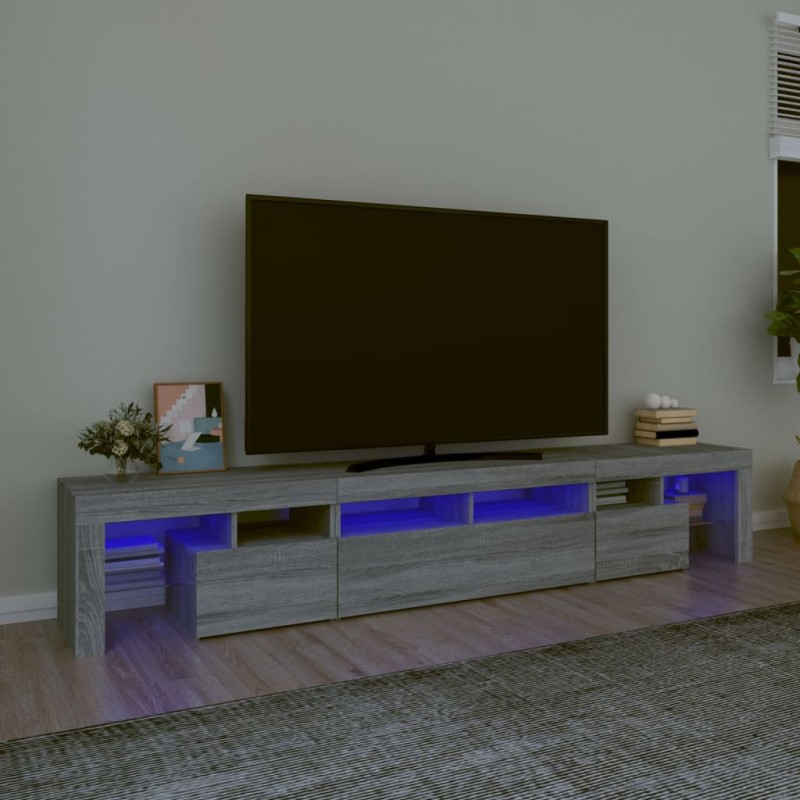 vidaXL TV-Schrank mit LED-Leuchten Grau Sonoma 230x36,5x40 cm vidaXL TV-Schrank mit LED-Leuchten Grau Sonoma 230x36,5x40 cm