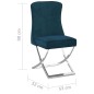 Esszimmerstuhl Blau 53x52x98 cm Samt & Edelstahl Esszimmerstuhl Blau 53x52x98 cm Samt & Edelstahl