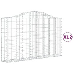 vidaXL Gabionen mit Hochbogen 12Stk. 200x30x120/140cm Verzinktes Eisen