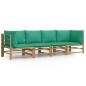 vidaXL 4-tlg. Garten-Lounge-Set mit Grünen Kissen Bambus vidaXL 4-tlg. Garten-Lounge-Set mit Grünen Kissen Bambus