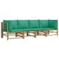 vidaXL 4-tlg. Garten-Lounge-Set mit Grünen Kissen Bambus vidaXL 4-tlg. Garten-Lounge-Set mit Grünen Kissen Bambus