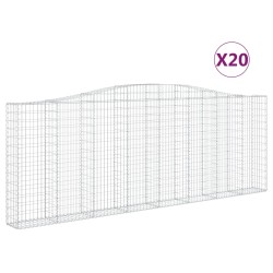vidaXL Gabionen mit Hochbogen 20Stk. 400x30x140/160cm Verzinktes Eisen