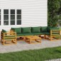 vidaXL 7-tlg. Garten-Lounge-Set mit Grünen Kissen Massivholz vidaXL 7-tlg. Garten-Lounge-Set mit Grünen Kissen Massivholz