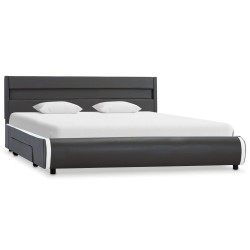 Bettgestell mit LED Anthrazit Kunstleder 140×200 cm