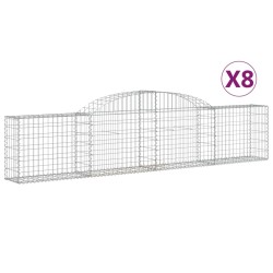 vidaXL Gabionen mit Hochbogen 8 Stk. 300x30x60/80 cm Verzinktes Eisen