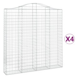 vidaXL Gabionen mit Hochbogen 4 Stk. 200x30x200/220cm Verzinktes Eisen