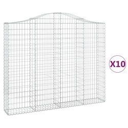 vidaXL Gabionen mit Hochbogen 10 Stk 200x30x160/180cm Verzinktes Eisen