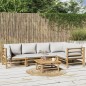 vidaXL 6-tlg. Garten-Lounge-Set mit Hellgrauen Kissen Bambus vidaXL 6-tlg. Garten-Lounge-Set mit Hellgrauen Kissen Bambus