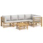 vidaXL 6-tlg. Garten-Lounge-Set mit Hellgrauen Kissen Bambus vidaXL 6-tlg. Garten-Lounge-Set mit Hellgrauen Kissen Bambus