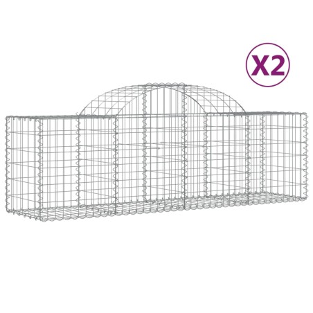 vidaXL Gabionen mit Hochbogen 2 Stk. 200x50x60/80 cm Verzinktes Eisen