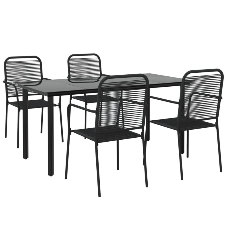 vidaXL 5-tlg. Garten-Essgruppe Schwarz Baumwollseil und Stahl vidaXL 5-tlg. Garten-Essgruppe Schwarz Baumwollseil und Stahl