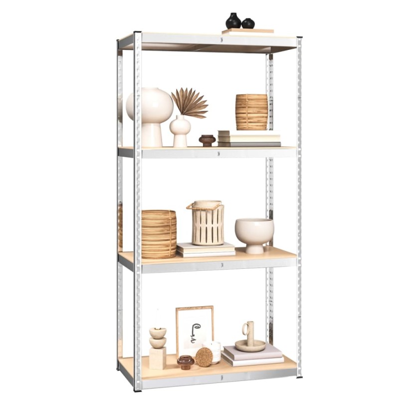 vidaXL Regale mit 4 Böden 2 Stk. Silbern Stahl & Holzwerkstoff vidaXL Regale mit 4 Böden 2 Stk. Silbern Stahl & Holzwerkstoff