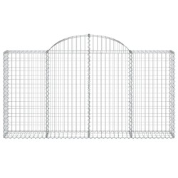 vidaXL Gabionen mit Hochbogen 2 Stk. 200x30x100/120cm Verzinktes Eisen