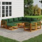 vidaXL 10-tlg. Garten-Lounge-Set mit Grünen Kissen Massivholz vidaXL 10-tlg. Garten-Lounge-Set mit Grünen Kissen Massivholz