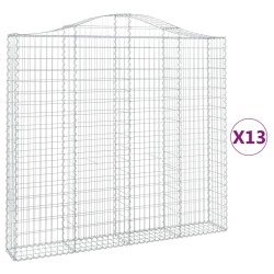 vidaXL Gabionen mit Hochbogen 13Stk. 200x30x180/200cm Verzinktes Eisen