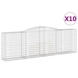 vidaXL Gabionen mit Hochbogen 10 Stk 400x50x120/140cm Verzinktes Eisen