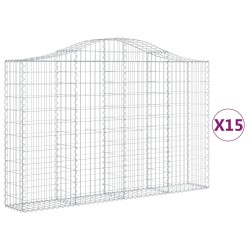 vidaXL Gabionen mit Hochbogen 15Stk. 200x30x120/140cm Verzinktes Eisen