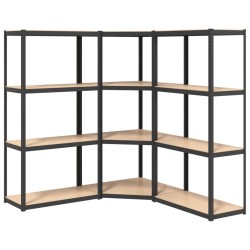 vidaXL Regale mit 4 Böden 3 Stk. Anthrazit Stahl & Holzwerkstoff