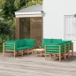 vidaXL 9-tlg. Garten-Lounge-Set mit Grünen Kissen Bambus vidaXL 9-tlg. Garten-Lounge-Set mit Grünen Kissen Bambus