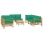 vidaXL 9-tlg. Garten-Lounge-Set mit Grünen Kissen Bambus vidaXL 9-tlg. Garten-Lounge-Set mit Grünen Kissen Bambus