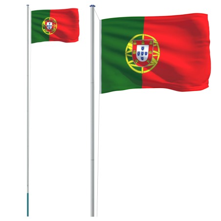 vidaXL Flagge Portugals mit Mast 6,23 m Aluminium