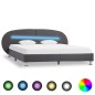 Bettgestell mit LED Grau Kunstleder 180x200 cm Bettgestell mit LED Grau Kunstleder 180x200 cm