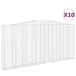 vidaXL Gabionen mit Hochbogen 10Stk. 400x30x180/200cm Verzinktes Eisen